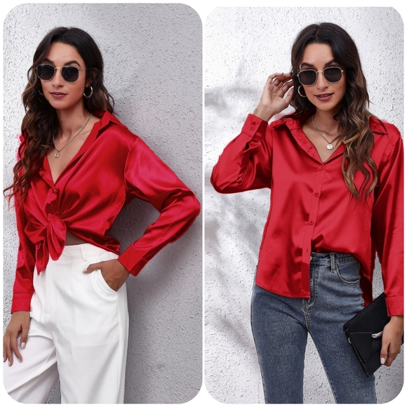 Golden Collared Neck Buttoned Long Sleeve Shirt - Picture 4 of 16